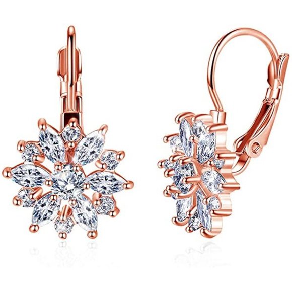 NEW Sparkling Bling Swarovski Crystal Rhinestone Snowflake Earrings + FR… - Picture 4 of 6